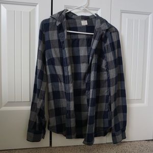 J-Crew Blue and Gray Plaid Button Up